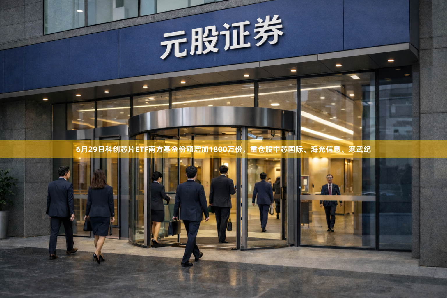 6月29日科创芯片ETF南方基金份额增加1800万份，重仓股中芯国际、海光信息、寒武纪
